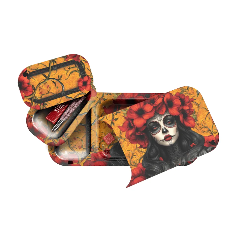 v-syndicate-duotray-calavera-drehtablett-metall-mit-aschenbecher image 1