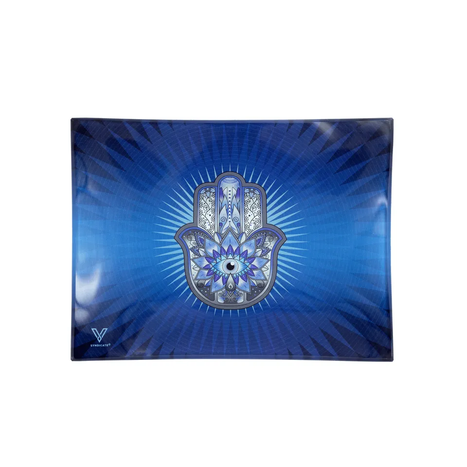 v-syndicate-glass-rollin-tray-hamsa-blue-glastablett-medium image 1