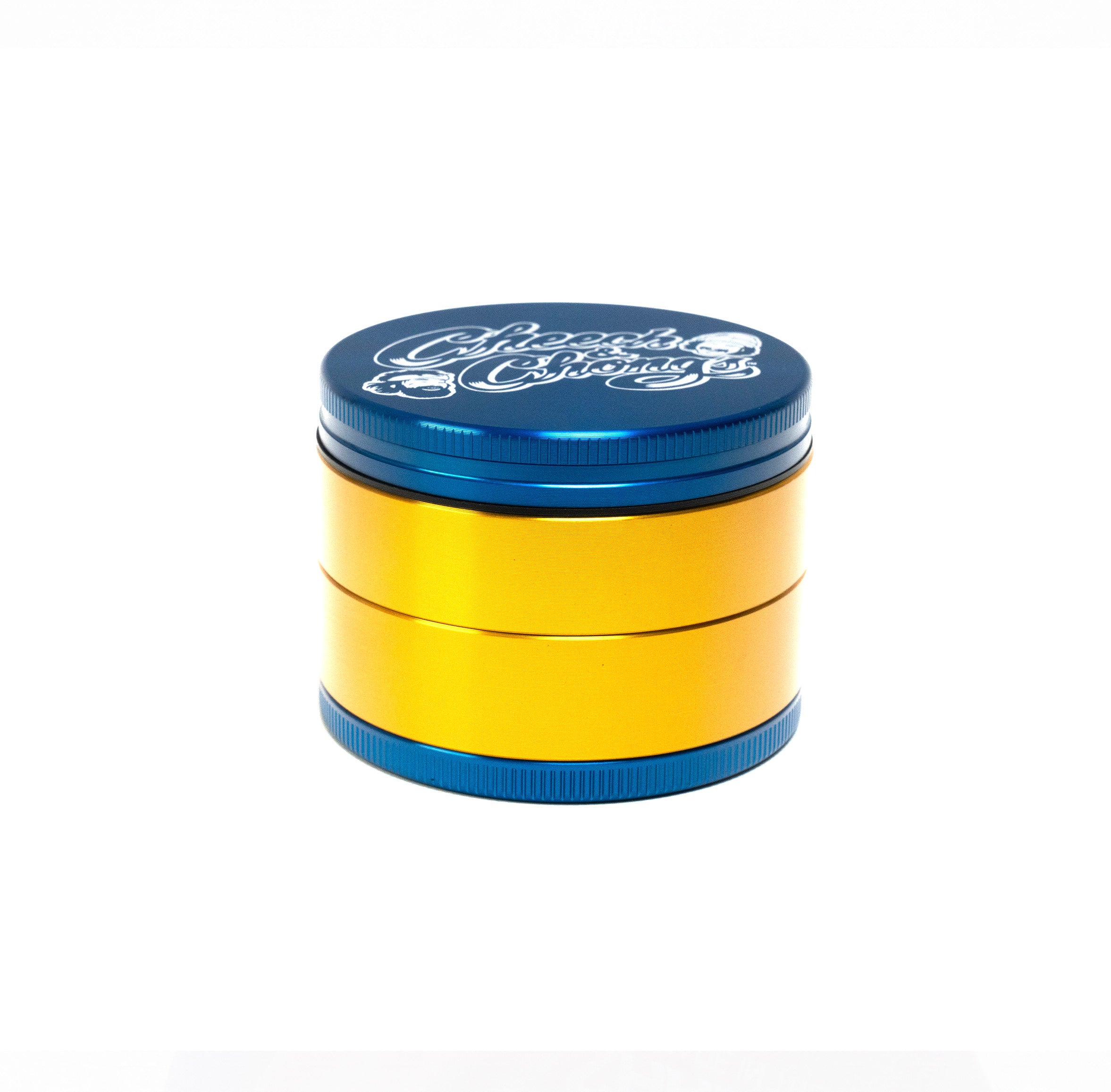 cheech-chong-alu-grinder-4-teilig-large-blau-gold-pollensieb image 2