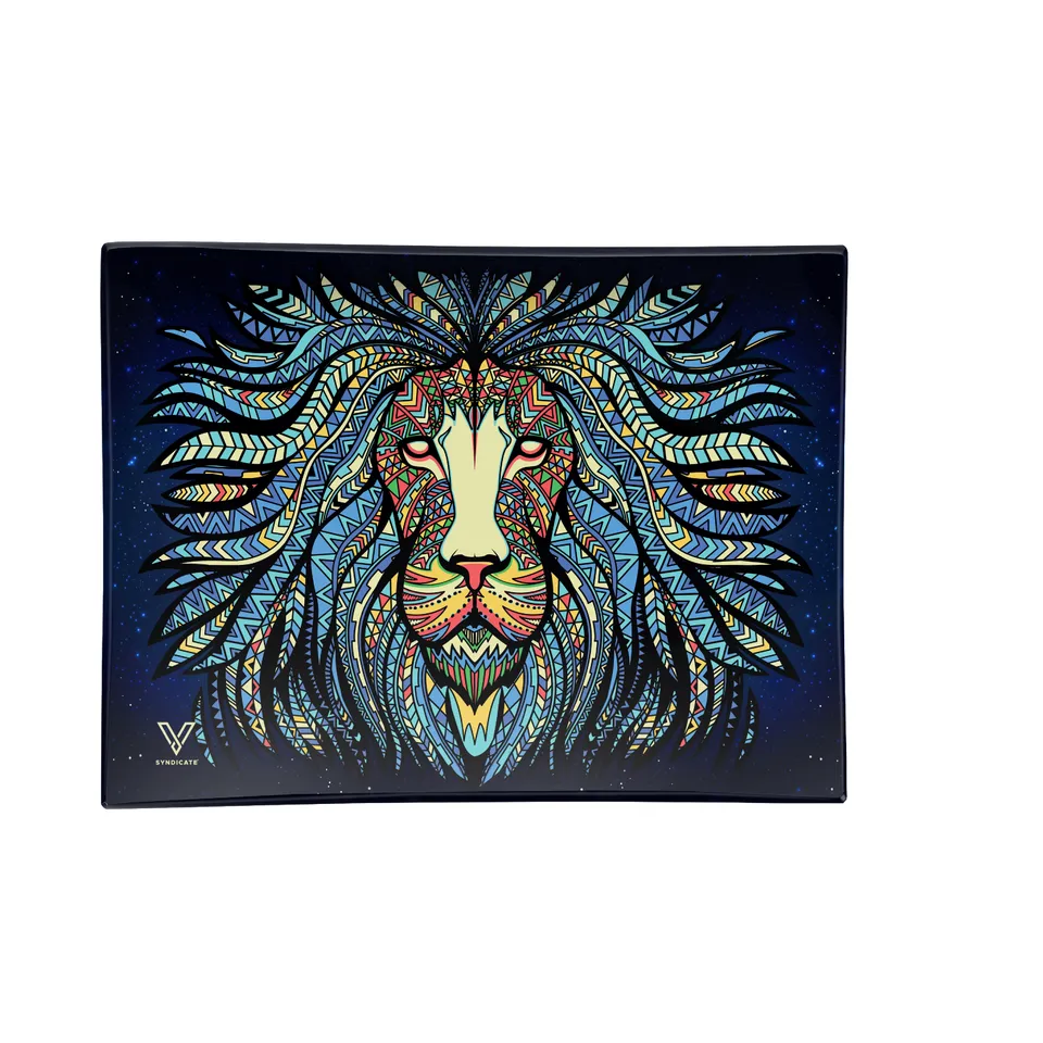 v-syndicate-glass-rollin-tray-tribal-lion-glastablett-small image 1