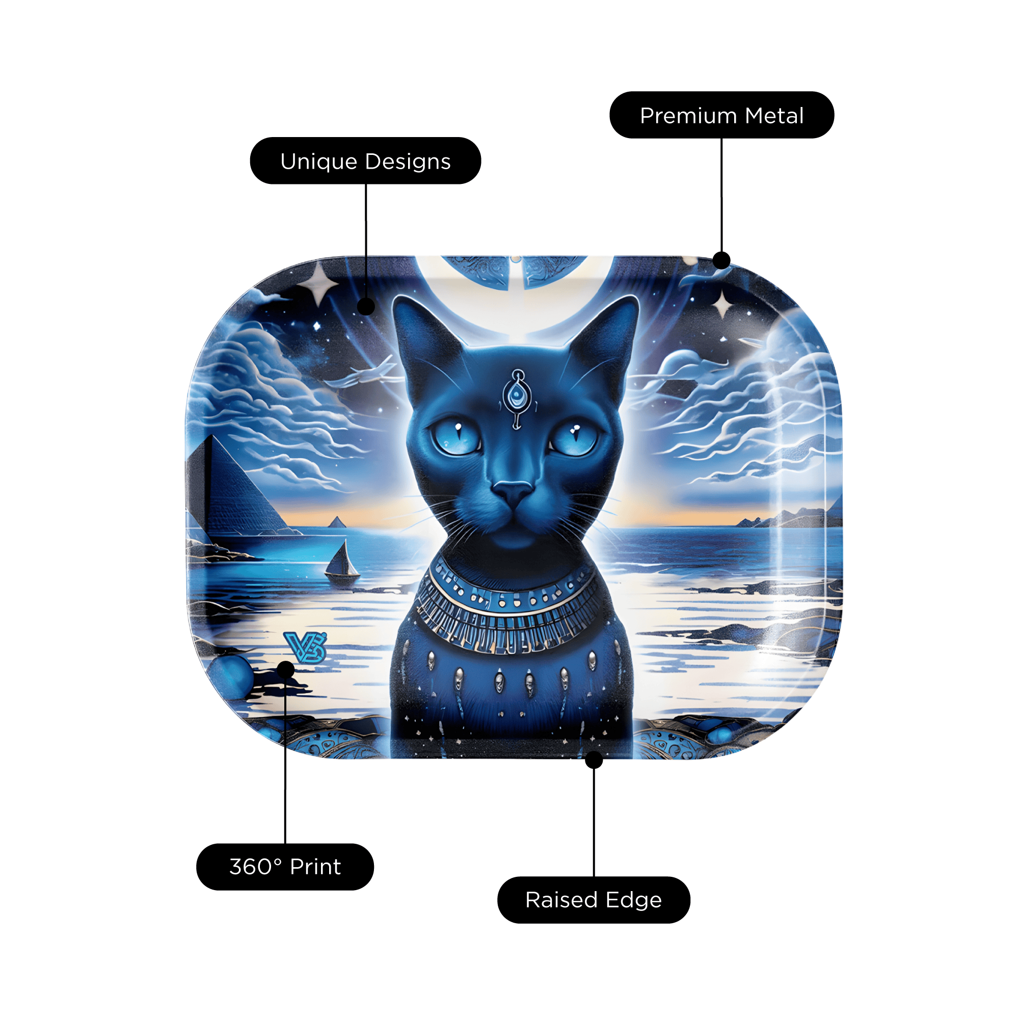 v-syndicate-metal-rollin-tray-feline-pharaoh-drehtablett-small image 3