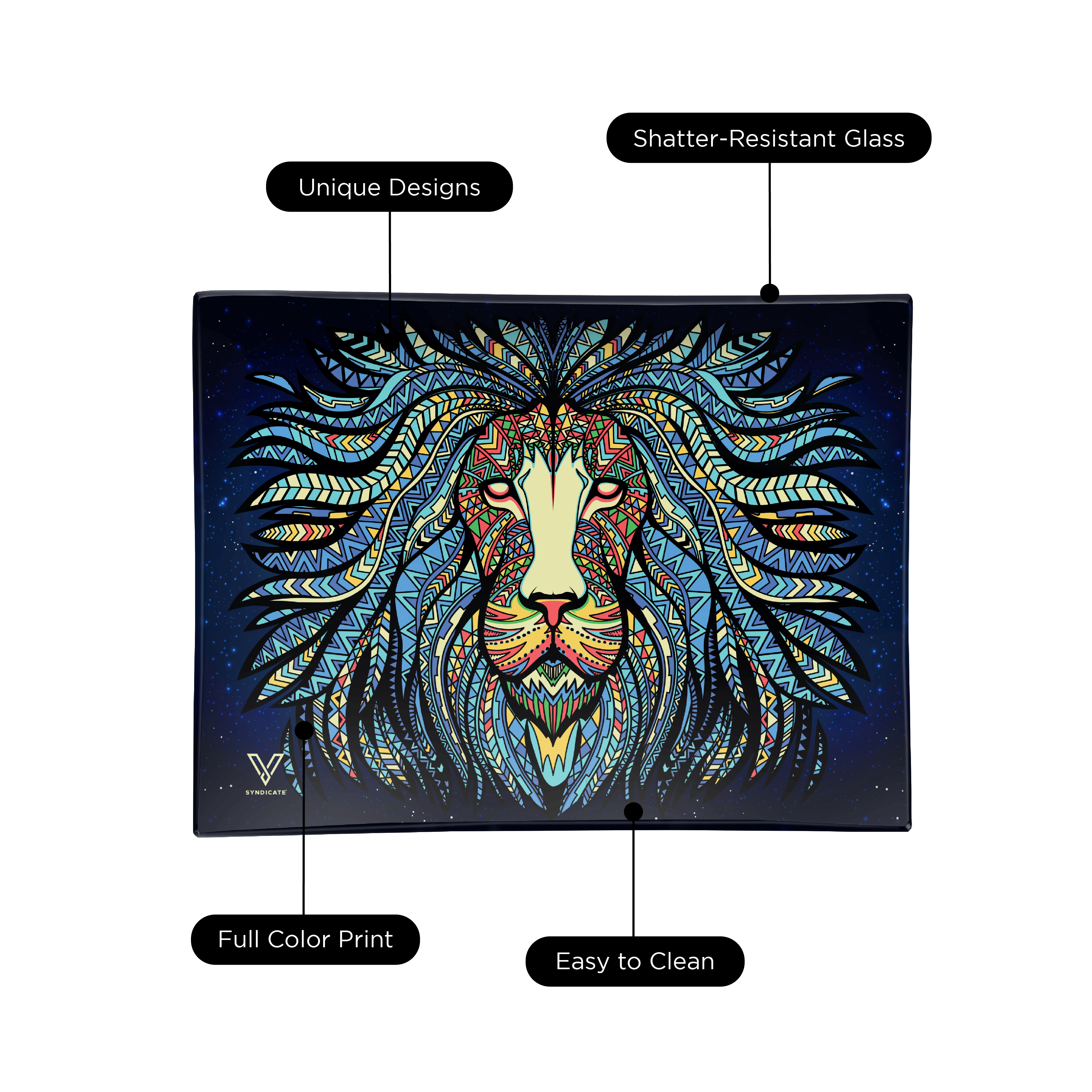 v-syndicate-glass-rollin-tray-tribal-lion-glastablett-small image 3