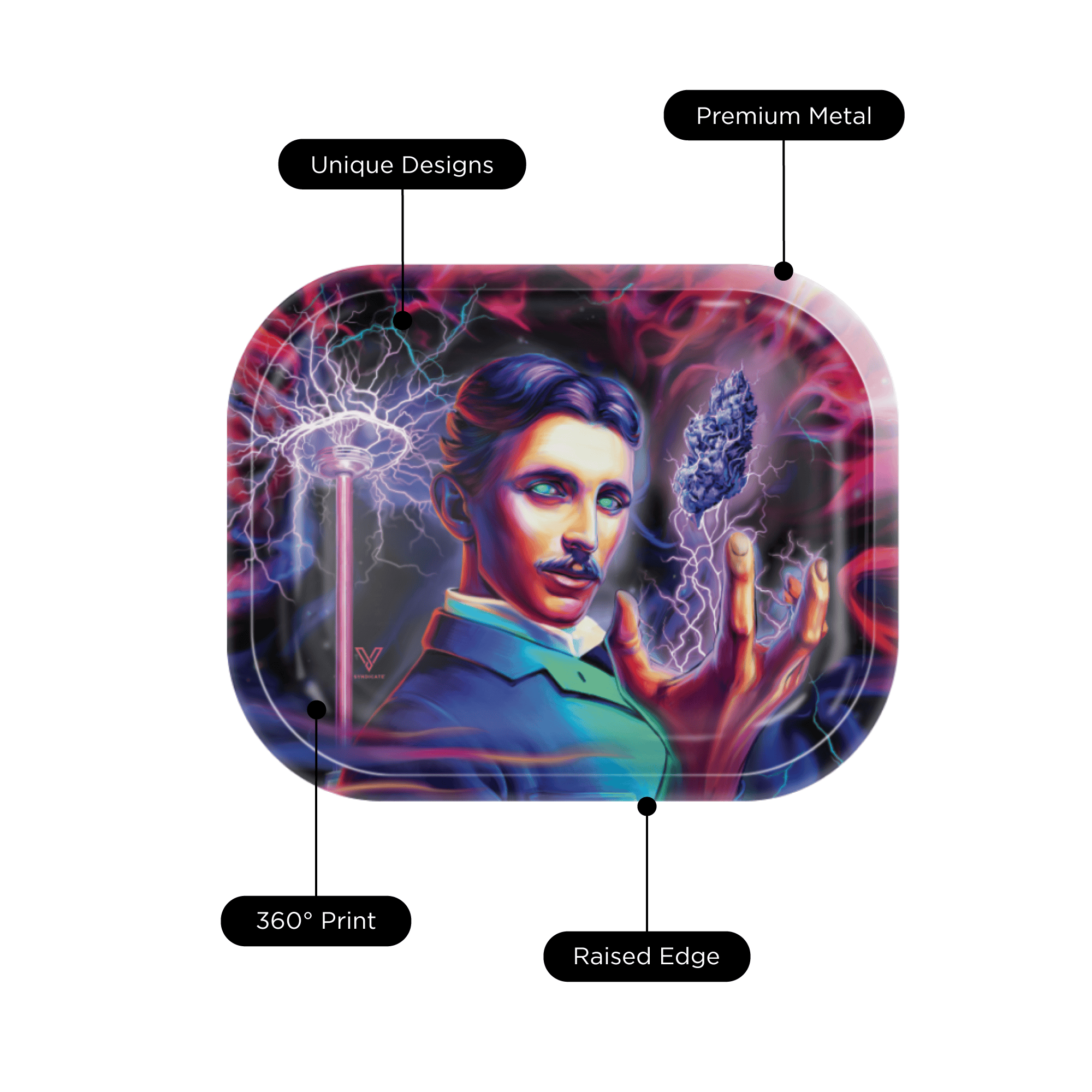 v-syndicate-metal-rollin-tray-high-voltage-drehtablett-small image 3