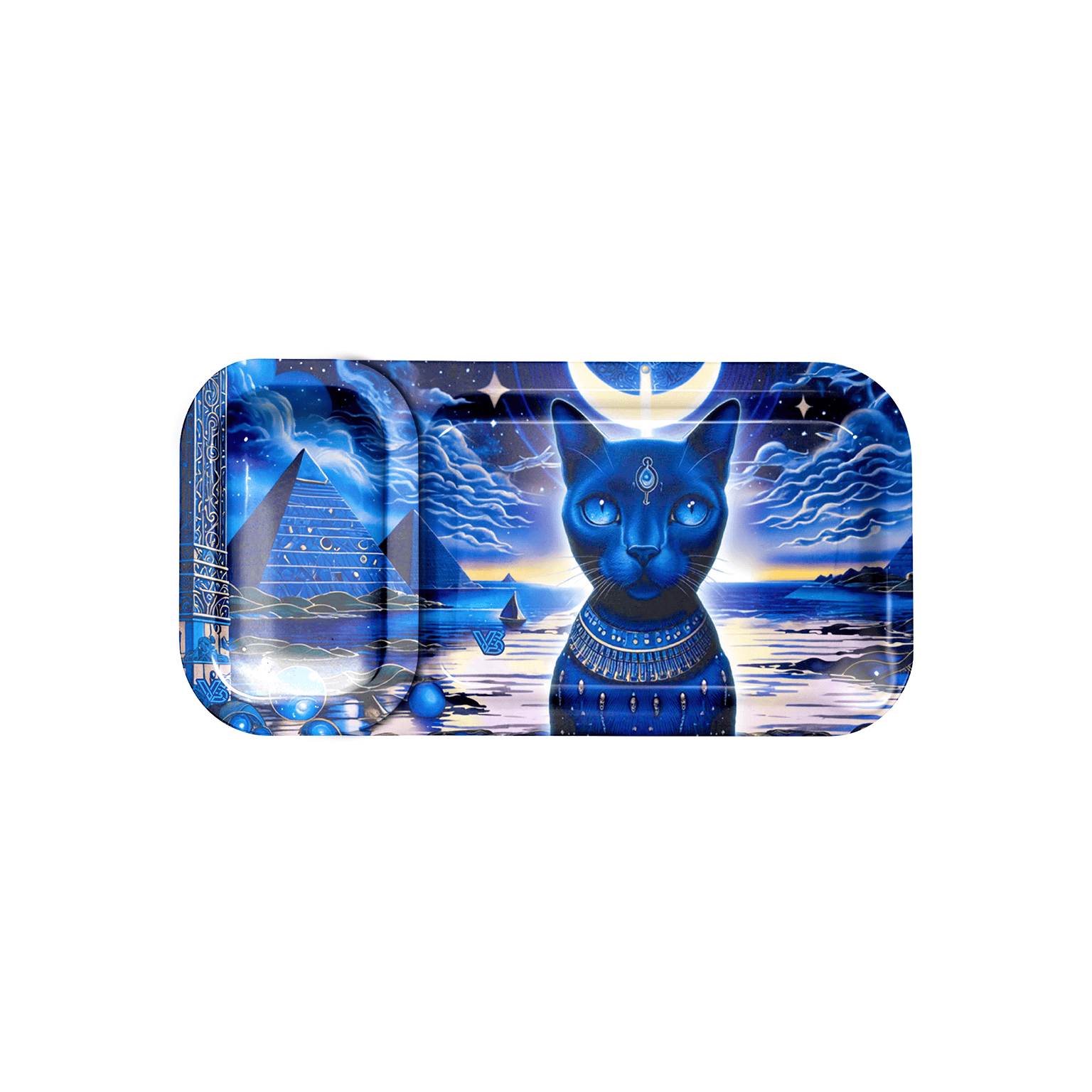 v-syndicate-duotray-feline-pharaoh-rolling-tray-2-in-1 image 2